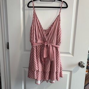 Pink Striped Sleeveless Dress